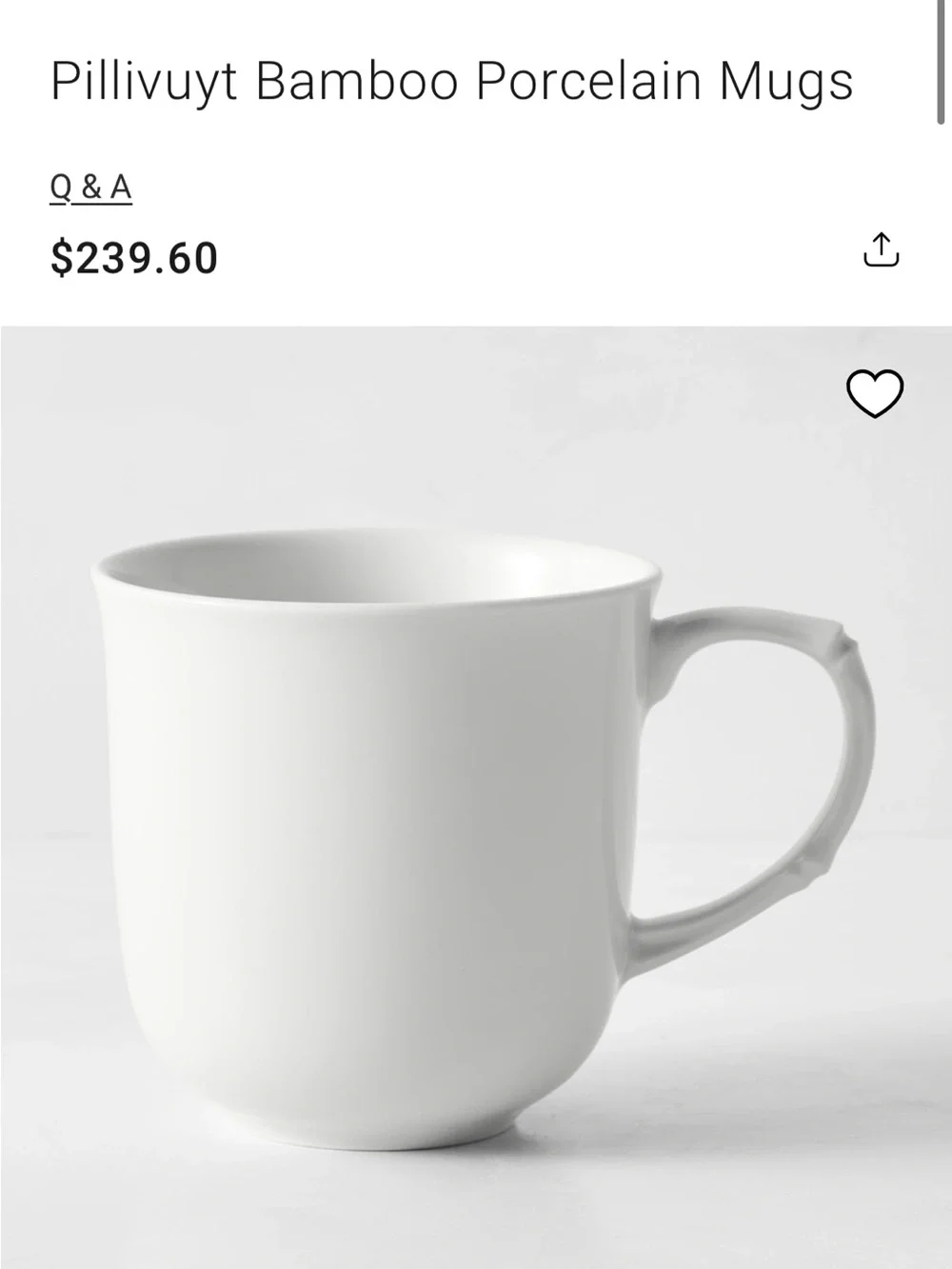 New pillivuyt bamboo porcelain mug set